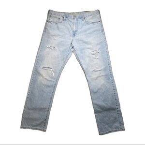 American Eagle Relaxed Straight Jeans 38x34 Light Wash Distressed
